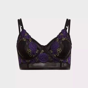 Torrid Black and Purple Lace Bralette with Adjustable Straps